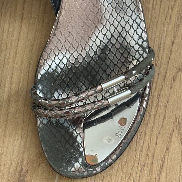 Stuart Weitzman Snake Embossed Leather Sandal - Picture 4 of 15